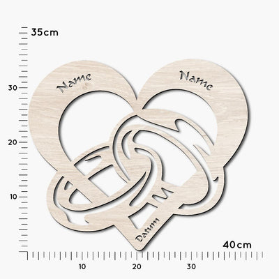 Hochzeit&Liebe Dekolicht "Eheringe im Herz" | personalisierbar