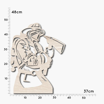 Feuerwehrmann Wanddeko aus Holz, Deko für Kinder oder Erwachsene, Feuerwehr Wanddeko 