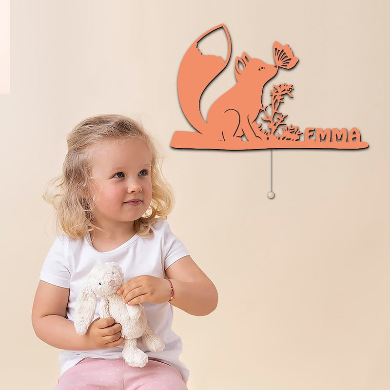 Fuchs mit Schmetterling, Kinder und Baby Nachtlicht, Kinderzimmer Deko aus Holz, Schlummerlicht für Babies und Kinder, Holzdeko für Kinder mit süßen Motiv, LED Beleuchtung