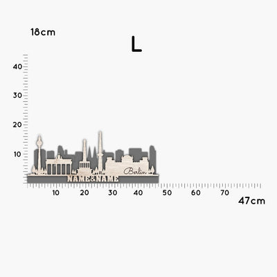 Berlin Stadtsilhouette, in drei Größen, LED oder RGB Lichterkette, zwei Ebenen, Großstadt Silhouette, personalisierbar mit Namen