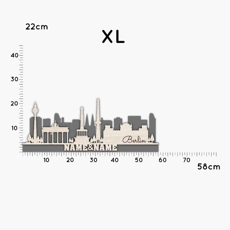 Berlin Stadtsilhouette, in drei Größen, LED oder RGB Lichterkette, zwei Ebenen, Großstadt Silhouette, personalisierbar mit Namen