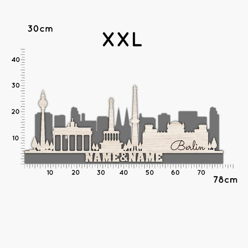 Berlin Stadtsilhouette, in drei Größen, LED oder RGB Lichterkette, zwei Ebenen, Großstadt Silhouette, personalisierbar mit Namen