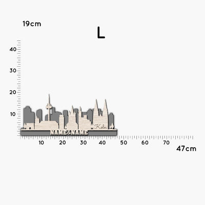 Köln Stadtsilhouette, in drei Größen, LED oder RGB Lichterkette, zwei Ebenen, Großstadt Silhouette, personalisierbar mit Namen