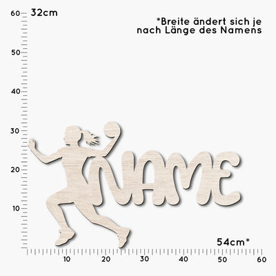Wanddeko, Wandlicht aus Holz, Dekolicht mit LED oder RGB Lichterkette, personalisierbare Wanddekoration, Handballerin Geschenkidee für Sportler