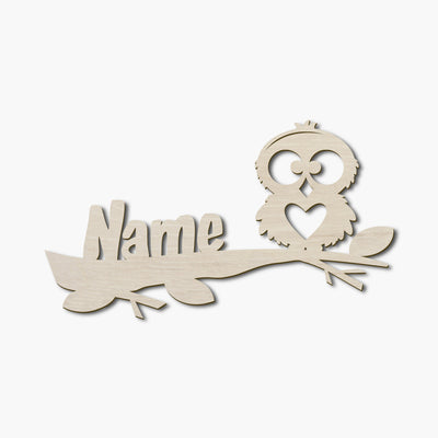 Personalisiert mit Name 'Eule auf Ast' Nachtlicht / Wandlampe aus Holz | Geburtstagsgeschenk | Weihnachtsgeschenk für Kinderzimmer