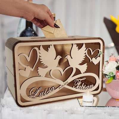 Hochzeit&Liebe Wedding Box "Turteltauben" für Briefe | personalisierbar