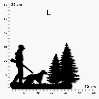 Jagd&Outdoor Dekoration "Jäger mit Hund im Wald" | HDF schwarz