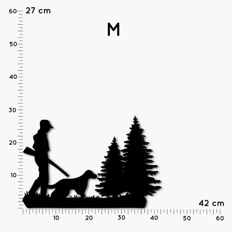 Jagd&Outdoor Dekoration "Jäger mit Hund im Wald" | HDF schwarz