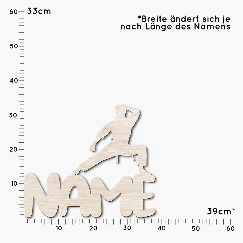 Wanddeko, Wandlicht aus Holz, Dekolicht mit LED oder RGB Lichterkette, personalisierbare Wanddekoration, Karate, Kampfsport