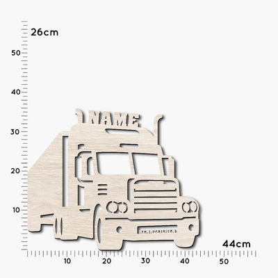 LKW Wanddeko aus Holz, personalisierbare Dekoration für Kinder oder Erwachsene, Geschenkidee für Trucker, Lastwagenfahrer, Geschenkidee mit RGB Lichterkette