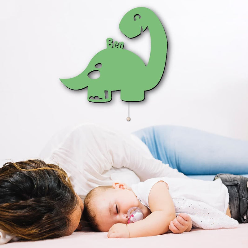 Wanddeko für Kinder, süßer Dino mit Namen, personalisierbares Nachtlicht für Babies und Kinder, sanfte Hintergrundbeleuchtung, Kinderzimmer Deko für Dinosaurier Fans