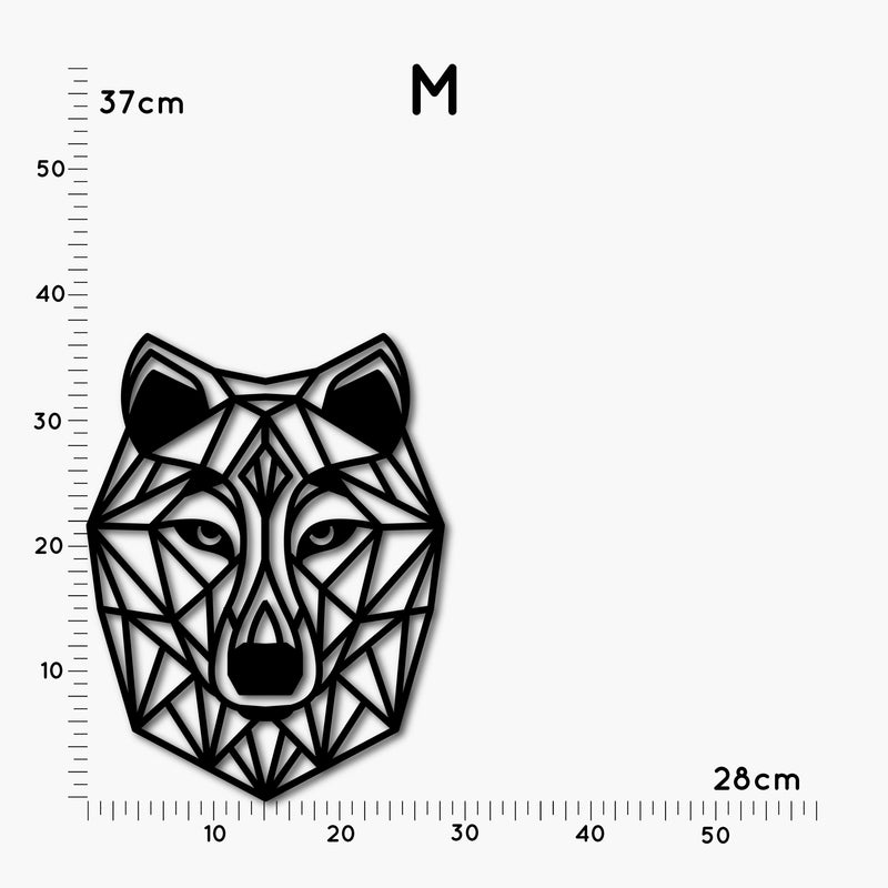 Moderner Polygon Wolfkopf, Wolf Dekoration, Wanddeko aus HDF, moderne schwarze Wanddeko für Jäger oder Naturliebhaber