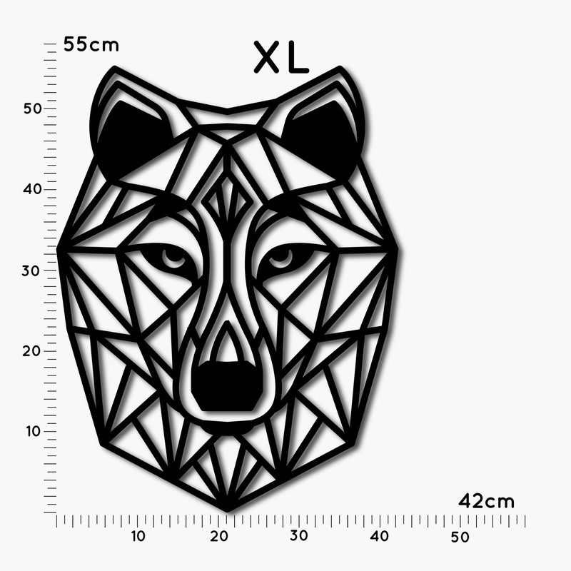 Moderner Polygon Wolfkopf, Wolf Dekoration, Wanddeko aus HDF, moderne schwarze Wanddeko für Jäger oder Naturliebhaber