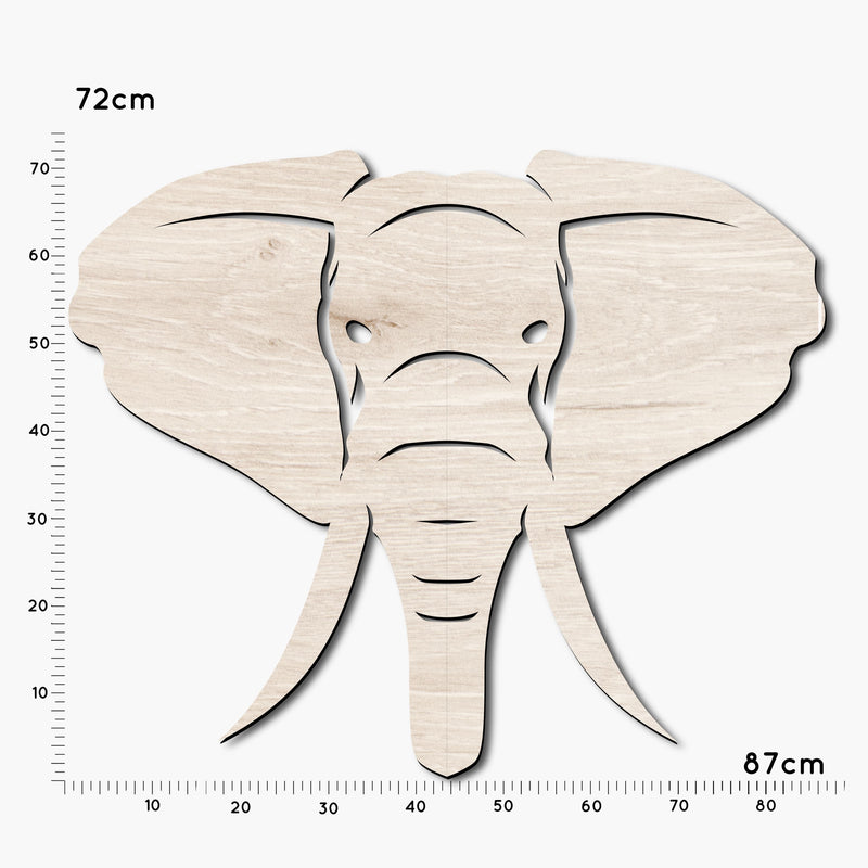 XXL Elefantenkopf aus Holz, moderne Wanddeko für Jäger oder Naturliebhaber, 4-teilige Wanddeko