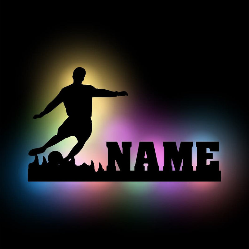 Fußball Wanddeko, für Fußballfans, Kicker, Geschenkidee für Fußballer, LED Beleuchtung, RGB Beleuchtung, personalisierbare Geschenkidee