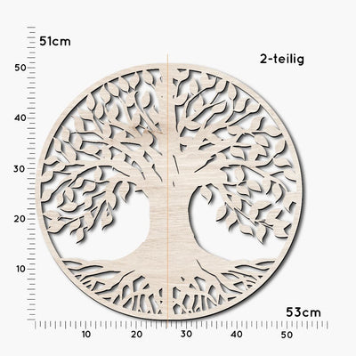 XXL Wanddeko, Lebensbaum, 2-teilig, keltische Dekoration, Holzdeko, Baummotiv, Yggddrasil, Wohnzimmerdeko aus Holz