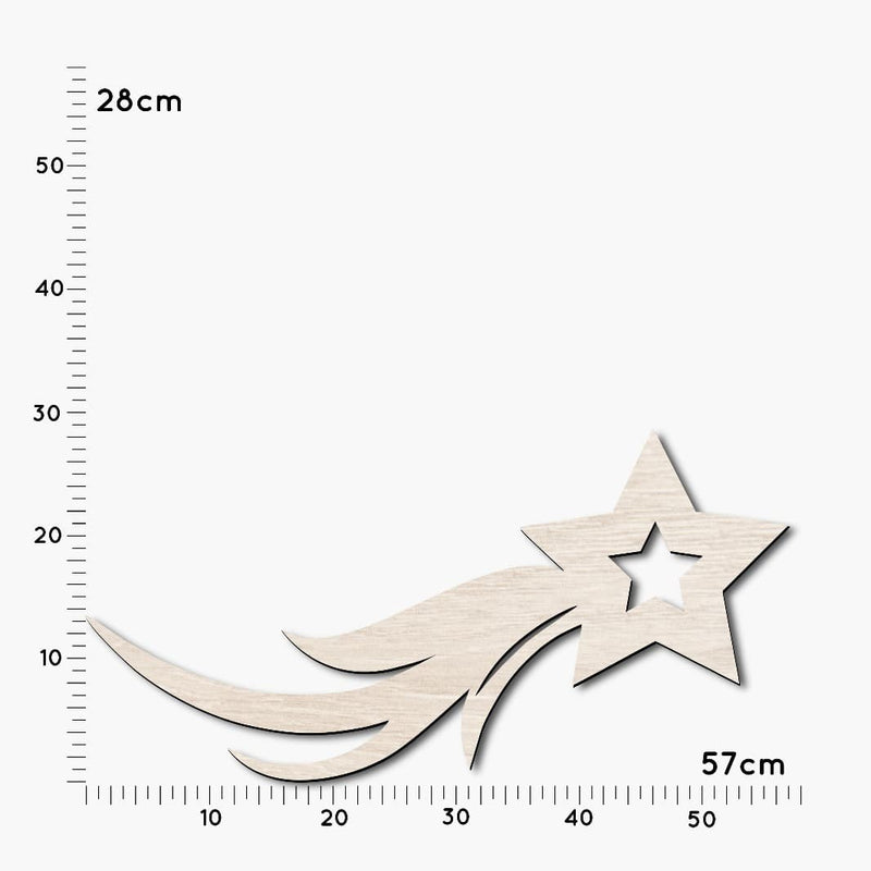 Sterneschnuppe aus Holz mit LED Beleuchtung, Weihnachtsdeko, Nachtlicht für Kinder, Wanddeko aus Holz für Weihnachten, Holzdeko 