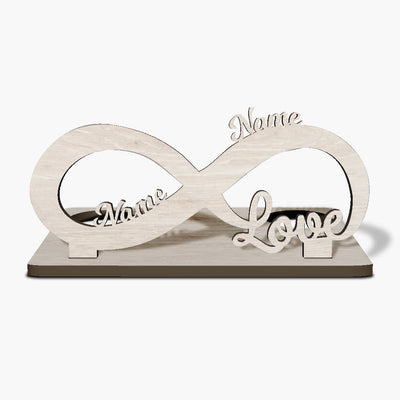 Liebeserklärung Geschenkidee 'Unendlichkeitszeichen Love' personalisiert mit 2 Namen, Teelichthalter aus Holz, Weihnachtsgeschenk, Geburtstagsgeschenk, Hochzeitsgeschenk, Jahrestag Geschenk Hochzeitstag, Geschenk für Männer Holz