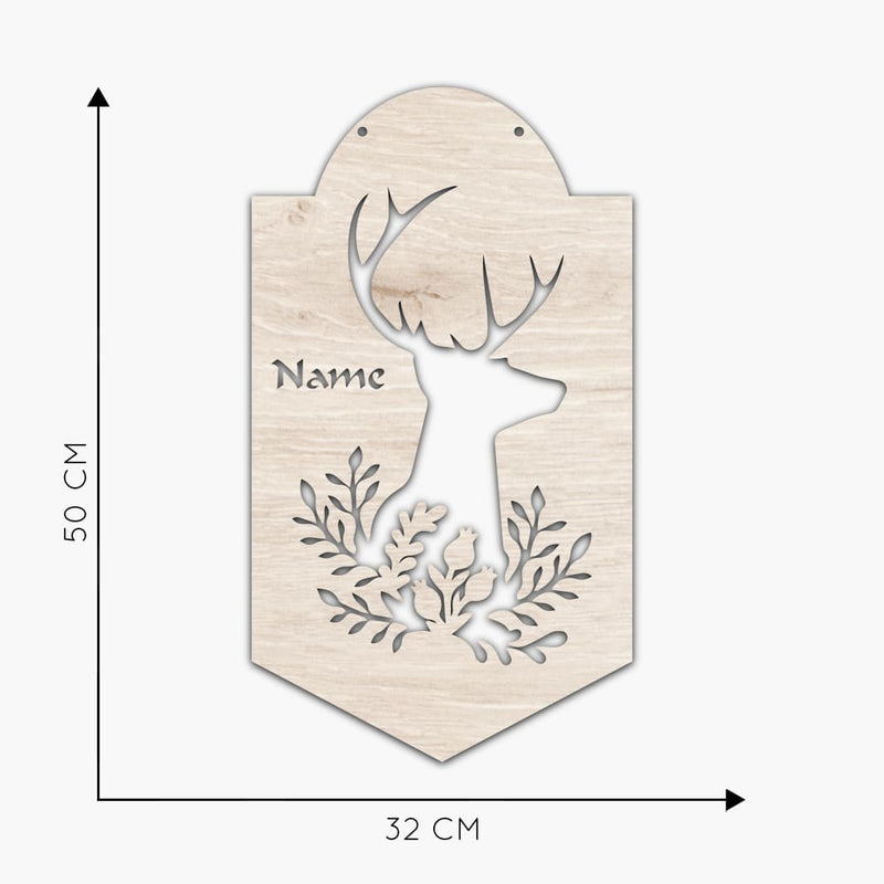 Hirschkopf Wanddeko, Türschild, Holzdeko zum Verschenken, Dekoration für Naturfreunde, Jäger